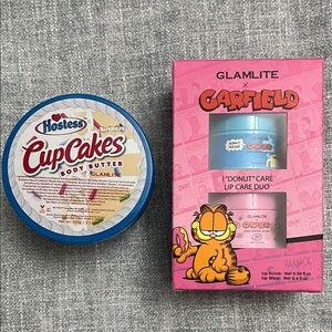 Hostess CupCakes Body Butter and Glamlite Garfield Lip Care Duo lip scrub & mask